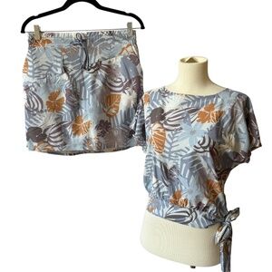 INDYEVA ALOKAYA SKORT TOP SET FLORAL ATHLEISURE SPORTY STRETCHY QUICK DRY XS